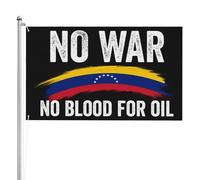 Drapeau « Non à la guerre contre le Venezuela » « Pas de sang pour le pétrole » - Bannière double face pour jardin, pelouse ou balcon