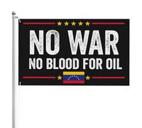 Drapeau « Non à la guerre contre le Venezuela » « Pas de sang pour le pétrole » - Bannière double face pour jardin, pelouse ou balcon