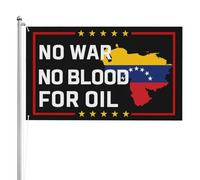 Drapeau « Non à la guerre contre le Venezuela » « Pas de sang pour le pétrole » - Bannière double face pour jardin, pelouse ou balcon