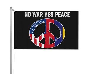 Drapeau « Non à la guerre, oui à la paix » vénézuélien-américain « Priez pour le Venezuela » - Bannière double face pour jardin, pelouse ou balcon (90 x 150 cm)
