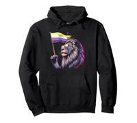 Drapeau Non Binaire Lion Fierté Non Binaire LGBT LGBTQ Sweat à Capuche