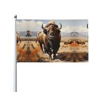 Drapeau nord-américain pour troupeau de bisons. Imprimé sur un seul côté, 0,9 x 1,5 m, léger et fluide, adapté pour une utilisation en intérieur et en extérieur.