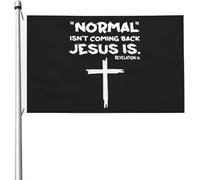 Drapeau « Normal Isn't Coming Back » Jésus est 3 x 5 pieds résistant aux UV, bannière saisonnière avec œillets en laiton pour extérieur et intérieur