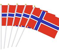 Drapeau Norvège, 25Pcs Petit Drapeau Norvégien Tenu dans la Main pour Défilés, Événements Patriotiques, 14 * 21CM