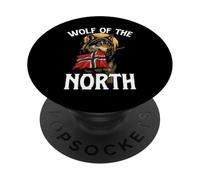 Drapeau Norvège Loup du Nord PopSockets PopGrip Adhésif
