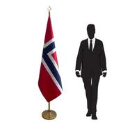 Drapeau Norvégien avec Mât et Base - Drapeau sur Pied pour Intérieur ou Extérieur - Haute Qualité, Usage Officiel ou Décoratif. Code CN7-NO-L