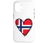 Drapeau norvégien en Forme de cœur avec Inscription « Proud to Be Norwegian Dad Mom Boy Kid » Coque pour iPhone 16