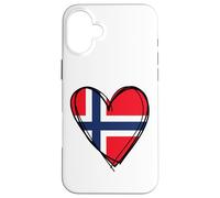 Drapeau norvégien en Forme de cœur avec Inscription « Proud to Be Norwegian Dad Mom Boy Kid » Coque pour iPhone 16 Plus