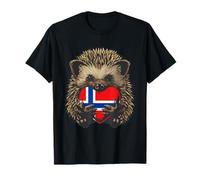Drapeau norvégien en forme de cœur de hérisson T-Shirt