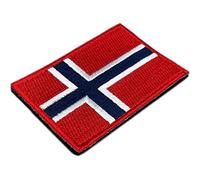 Drapeau Norvégien Patch avec Velkro - Patchs 100% Brodés pour Vêtements - Patchs Pays et Drapeaux Européens - Patchs pour Sacs à Dos - Patch pour Plumes 75 x 50 mm
