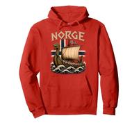 Drapeau norvégien Viking Motif Navire norvégien Rouge Sweat à Capuche