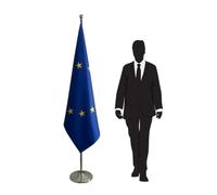 Drapeau officiel Union Européenne sur pied avec hampe et base stable - Symbole de prestige et d’unité pour bureaux, institutions, conférences et événements internationaux. Code CN2-UE