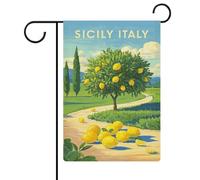 Drapeau Olivier Fruitier Sicile Italie Drapeau De Bienvenue Personnalisés Décoration Bannière, Pour Balcon, Les Défilés, Jardin, 30x45cm