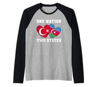 Drapeau One Nation Two States Turquie Azerbaïdjan Cœur Manche Raglan