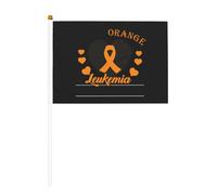 Drapeau orange « Je porte de l'orange » pour la sensibilisation au cancer et à la leucémie, drapeau à main double face de 14 x 21 cm.