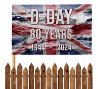 Drapeau ou débarquement en Normandie 80e anniversaire, drapeau ou débarquement en Normandie 80e anniversaire | Drapeau commémoratif extérieur 5FTx3FT | Drapeau 80° anniversaire, drapeau de