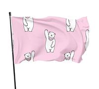 Drapeau ours polaire rose vif de 91 cm x 1,5 m, bannière de sports de plein air, drapeau de cour en polyester résistant à la décoloration avec 2 œillets en laiton pour décoration intérieure et