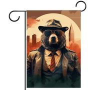 Drapeau Ours Rétro De La Ville Drapeau De Bienvenue Traditionnel Imprimé Bannière, Pour D'Intérieur, Balcon, Les Défilés, 30x45cm