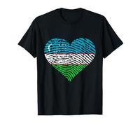 Drapeau Ouzbékistan Cœur Fierté Ouzbek Drapeau Ouzbek Roots T-Shirt