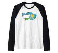 Drapeau Ouzbékistan Kazakhstan Cœur Ouzbek Kazakh Amitié Manche Raglan
