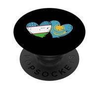 Drapeau Ouzbékistan Kazakhstan Cœur Ouzbek Kazakh Amitié PopSockets PopGrip Adhésif