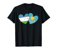 Drapeau Ouzbékistan Kazakhstan Cœur Ouzbek Kazakh Amitié T-Shirt
