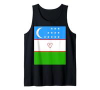 Drapeau Ouzbékistan Ouzbek Cœur Fier Patrimoine fête Nationale Débardeur