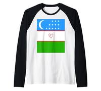 Drapeau Ouzbékistan Ouzbek Cœur Fier Patrimoine fête Nationale Manche Raglan