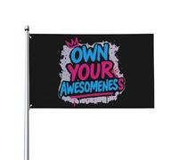 Drapeau « Own Your Awesomeness » double face, décoration murale extérieure populaire 90 x 150 cm, tapisserie « Own Your Awesomeness » pour chambre d'étudiant