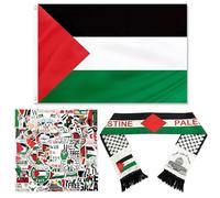 Drapeau Palestine 150 x 90 cm,Palestine Écharpe 135 x 14 cm,Autocollants Palestiniens,Écharpe Drapeau Palestinien,Drapeaux Palestiniens,Drapeaux Résistants aux Intempéries