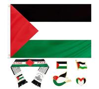 Drapeau Palestine 150 x 90 cm,Palestine Écharpe 135 x 14 cm,Badge Bouton Palestiniens,Écharpe Drapeau Palestinien,Drapeaux Palestiniens,Drapeaux Résistants aux Intempéries