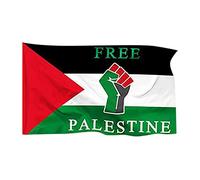 Drapeau Palestine, drapeau couleurs palestiniennes free 150 x 90 cm, Drapeaus Palestine Grand Drapeaus Palestinien Polyester Avec Oeillets Métalliques Intégrés