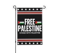 Drapeau Palestine Libre 30 x 45 cm « Je soutiens Gaza » - Décoration de jardin en toile de jute double face