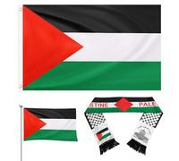 Drapeau Palestine150 x 90 cm, Palestine Écharpe 135 x 13.5 cm, drapeau palestinien avec Oeillets, Écharpe Drapeau Palestinien, Drapeaux Décoratifs D'extérieur, Foulards pour Hommes et Femmes