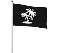 Drapeau Palmier Et Île Tropicale Drapeau Paysage Couleurs Vives Lavable Bannière À Œillets, Pour Les Bureaux, Les Défilés, Balcon, 90x150cm