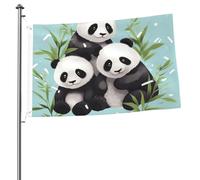 Drapeau panda mignon 61 x 91 cm avec impression double face pour l'extérieur, les vacances, bannière cadeau avec œillets, toile de fond pour photo pour décoration intérieure et extérieure