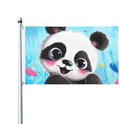 Drapeau panda mignon de 91 x 152 cm - Drapeau vertical double face - Bannière de vacances saisonnières avec œillets en laiton - Toile de fond pour photo - Drapeau de cour pour intérieur et extérieur