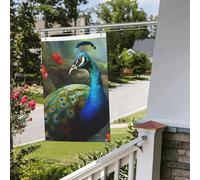 Drapeau paon coloré 61 x 91 cm pour extérieur et intérieur - Pour le printemps, l'été, l'automne, l'hiver - Drapeaux de jardin avec œillets verticaux double face - Bannière pour décorations de cour