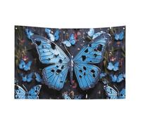 Drapeau papillon bleu avec 4 œillets, drapeau simple face en polyester durable, bannières résistantes aux intempéries pour dortoir, fête, tournage, festival, décoration de 119,4 x 177,8 cm