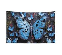 Drapeau papillon bleu avec 4 œillets, drapeau simple face en polyester durable, bannières résistantes aux intempéries pour dortoir, fête, tournage, festival, décoration de 152,4 x 243,8 cm