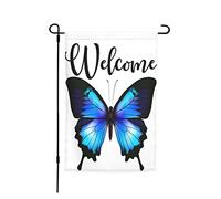 Drapeau Papillon Bleu Azur Biologie Printemps Animaux Faune Motif De Ferme Drapeau De Bienvenue Renforcé Avec Bannière, Pour Balcon, Les Défilés, Les Bureaux, 30x45cm