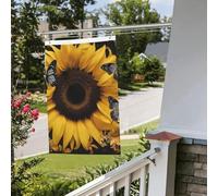 Drapeau papillon et tournesol 61 x 91 cm pour extérieur et intérieur - Pour le printemps, l'été, l'automne, l'hiver - Drapeaux de jardin avec œillets verticaux double face pour décorations de cour