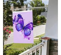 Drapeau papillon violet 61 x 91 cm pour extérieur et intérieur - Pour le printemps, l'été, l'automne, l'hiver - Drapeaux de jardin avec œillets verticaux double face pour décorations de cour