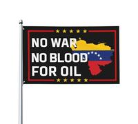 Drapeau « Pas de guerre contre le Venezuela » ; Drapeau de jardin « Pas de sang pour le pétrole » (90 x 150 cm) ; Bannière simple face