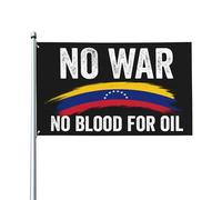 Drapeau « Pas de guerre contre le Venezuela » ; Drapeau de jardin « Pas de sang pour le pétrole » (90 x 150 cm) ; Bannière simple face