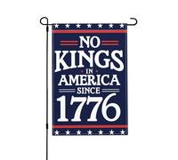 Drapeau « Pas de roi en Amérique depuis 1776 » 30,5 x 45,7 cm, antifascisme, démocratie, protestation, drapeaux de jardin, double face, toile de jute, panneaux de jardin, décoration