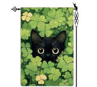 Drapeau Pat Cat Lucky Clovers Printemps Drapeau De Jardin Porche 30x45cm | pelouse drapeaux Durable extérieur drapeaux pour Jardin fête Chambre à Coucher