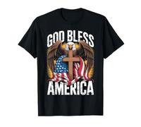 Drapeau Patriotique avec Inscription « God Bless America » de Jésus Chrétien T-Shirt