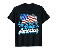 Drapeau Patriotique du lac Amérique Goutte à Goutte Le 4 Juillet T-Shirt