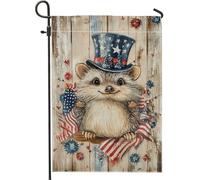 Drapeau patriotique hérisson de jardin, rouge, blanc, bleu, décoration d'intérieur, décoration saisonnière du 4 juillet, décoration de pelouse extérieure 30,5 x 45,7 cm